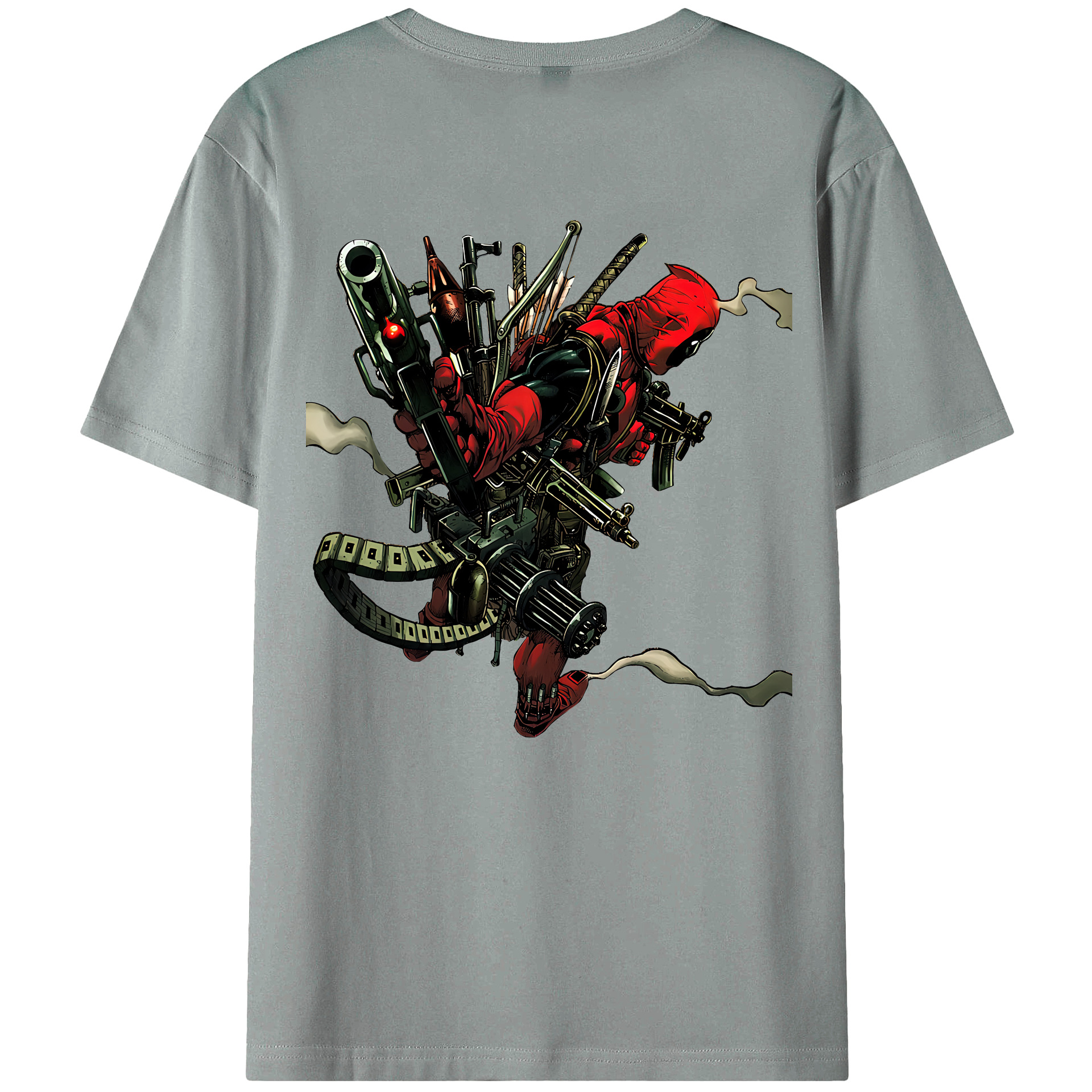 （画像用） Deadpool デッドプール 綿100％ メンズ半袖Tシャツ（バックプリント） 通気性